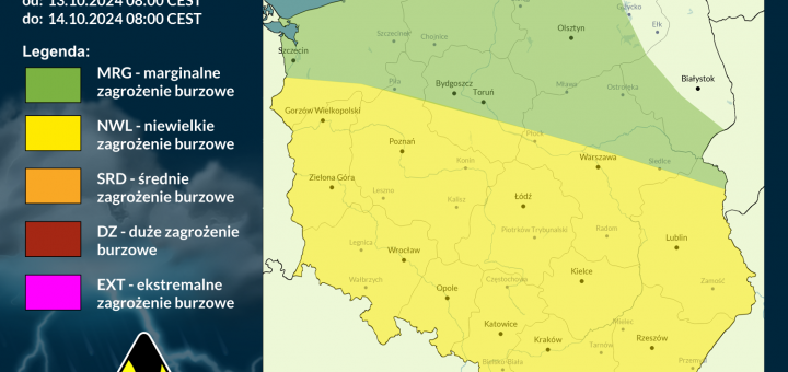 Prognoza burzowa na 13.10.2024 i noc z 13/14.10.2024