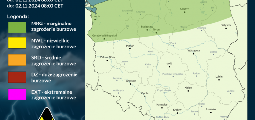 Prognoza burzowa na 1.11.2024 i noc z 1/2.11.2024