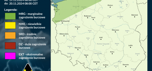 Prognoza burzowa na 19.11.2024 i noc z 19/20.11.2024