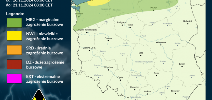 Prognoza burzowa na 20.11.2024 i noc z 20/21.11.2024