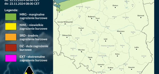 Prognoza burzowa na 22.11.2024 i noc z 22/23.11.2024