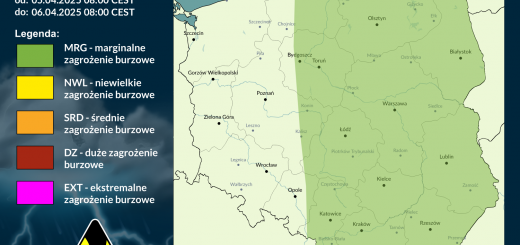Prognoza burzowa na 5.04.2025 i noc z 5/6.04.2025