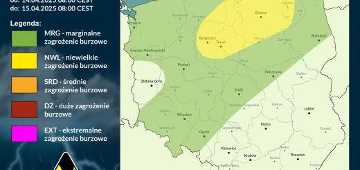 Prognoza burzowa na 14.04.2025 i noc z 14/15.04.2025