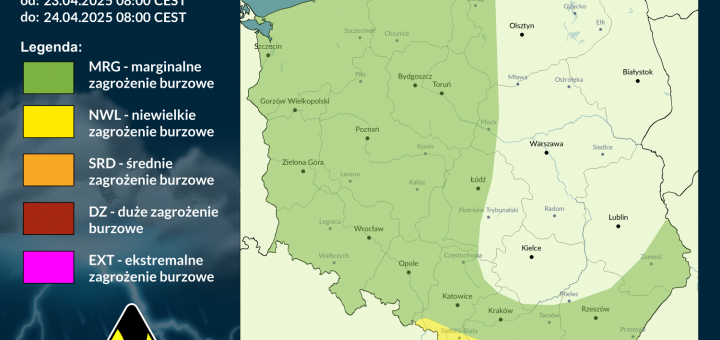 Prognoza burzowa na 23.04.2025 i noc z 23/24.04.2025