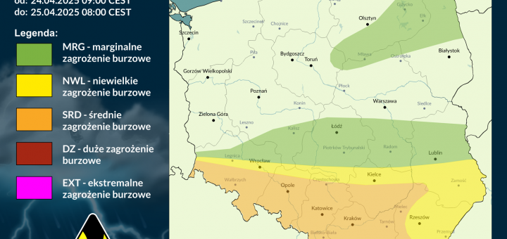 Prognoza burzowa na 24.04.2025 i noc z 24/25.04.2025 [AKTUALIZACJA]