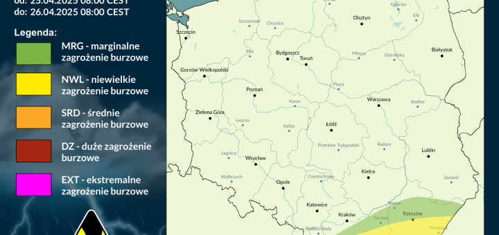 Prognoza burzowa na 25.04.2025 i noc z 25/26.04.2025