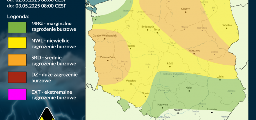 Prognoza burzowa na 2.05.2025 i noc z 2/3.05.2025