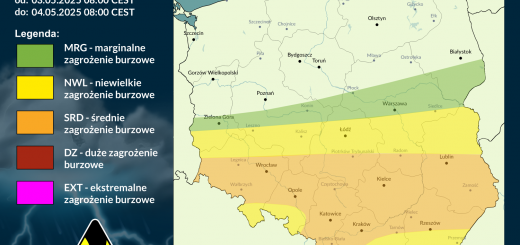 Prognoza burzowa na 3.05.2025 i noc z 3/4.05.2025