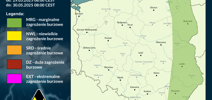 Prognoza burzowa na 29.05.2025 i noc z 29/30.05.2025