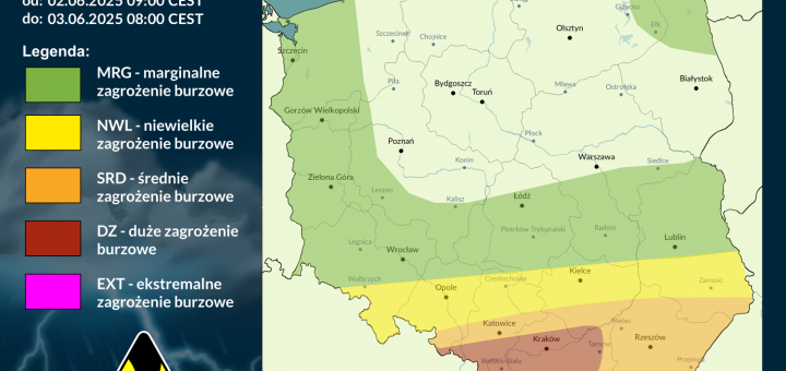 Prognoza burzowa na 2.06.2025 i noc z 2/3.06.2025 [AKTUALIZACJA]