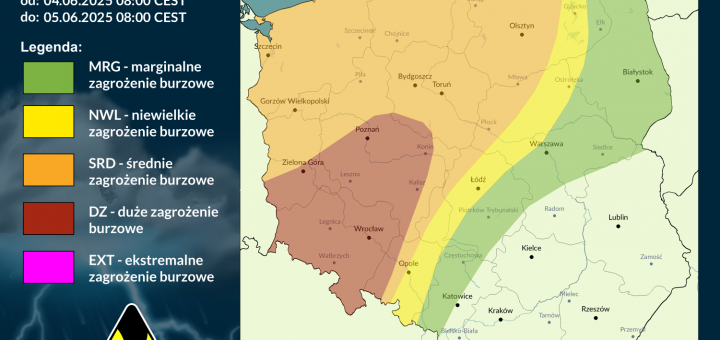 Prognoza burzowa na 4.06.2025 i noc z 4/5.06.2025 [AKTUALIZACJA]