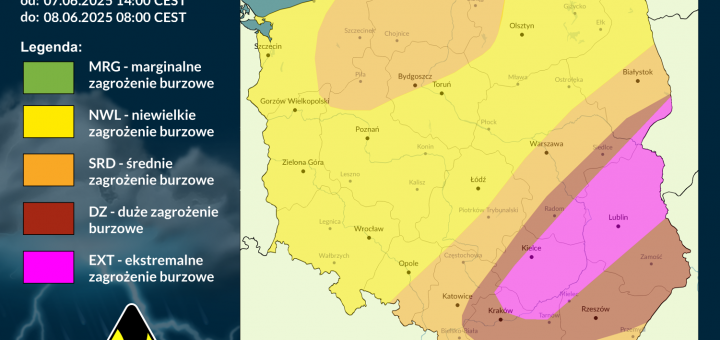 Prognoza burzowa na 7.06.2025 i noc z 7/8.06.2025 [AKTUALIZACJA]