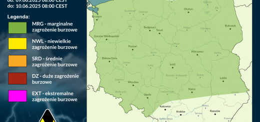 Prognoza burzowa na 9.06.2025 i noc z 9/10.06.2025