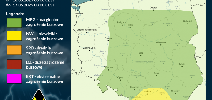 Prognoza burzowa na 16.06.2025 i noc z 16/17.06.2025