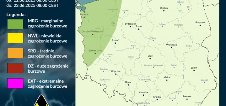 Prognoza burzowa na 22.06.2025 i noc z 22/23.06.2025
