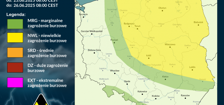 Prognoza burzowa na 25.06.2025 i noc z 25/26.06.2025