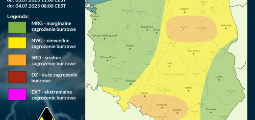Prognoza burzowa na 3.07.2025 i noc z 3/4.07.2025 [AKTUALIZACJA]