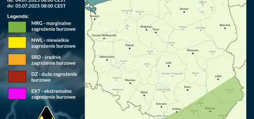 Prognoza burzowa na 3.07.2025 i noc z 3/4.07.2025