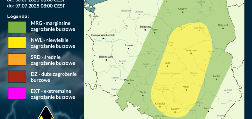 Prognoza burzowa na 6.07.2025 i noc z 6/7.07.2025