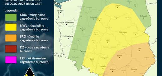 Prognoza burzowa na 8.07.2025 i noc z 8/9.07.2025