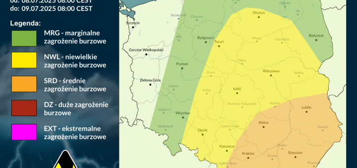 Prognoza burzowa na 8.07.2025 i noc z 8/9.07.2025