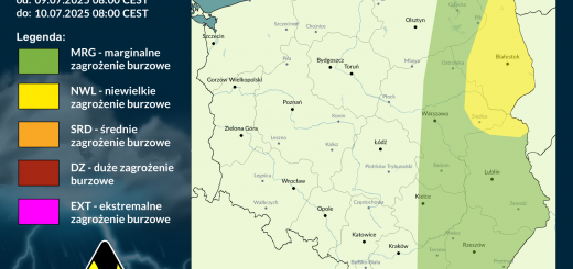 Prognoza burzowa na 9.07.2025 i noc z 9/10.07.2025