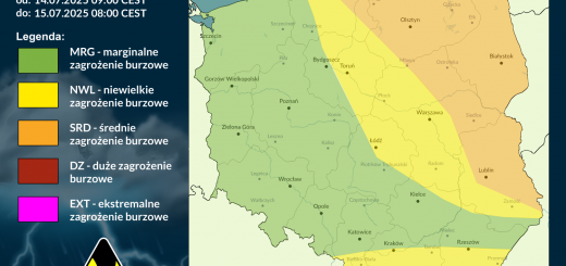 Prognoza burzowa na 14.07.2025 i noc z 14/15.07.2025 [AKTUALIZACJA]