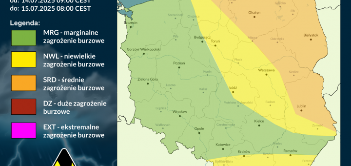 Prognoza burzowa na 14.07.2025 i noc z 14/15.07.2025 [AKTUALIZACJA]