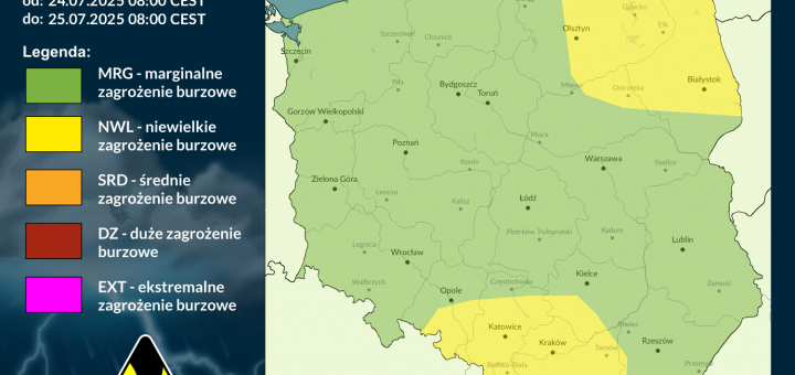Prognoza burzowa na 24.07.2025 i noc 24/25.07.2025