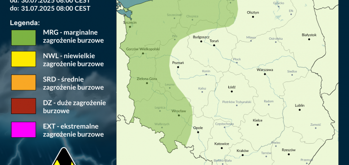 Prognoza burzowa na 30.07.2025 i noc z 30/31.07.2025