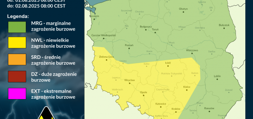 Prognoza burzowa na 1.08.2025 i noc z 1/2.08.2025