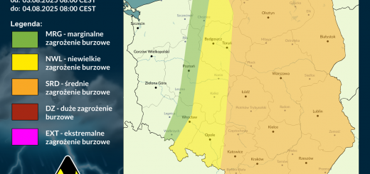 Prognoza burzowa na 3.08.2025 i noc z 3/4.08.2025 [AKTUALIZACJA]