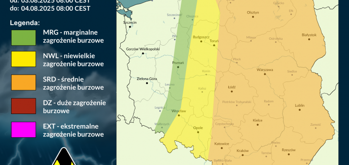 Prognoza burzowa na 3.08.2025 i noc z 3/4.08.2025 [AKTUALIZACJA]