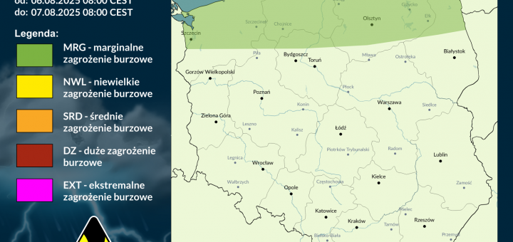 Prognoza burzowa na 6.08.2025 i noc z 6/7.08.2025