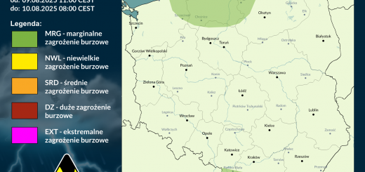 Prognoza burzowa na 9.08.2025 i noc z 9/10.08.2025