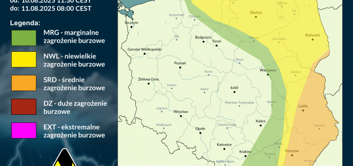 Prognoza burzowa na 10.08.2025 i noc z 10/11.08.2025 [AKTUALIZACJA]