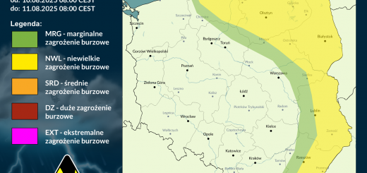 Prognoza burzowa na 10.08.2025 i noc z 10/11.08.2025