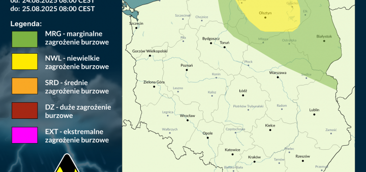 Prognoza burzowa na 24.08.2025 i noc z 24/25.08.2025