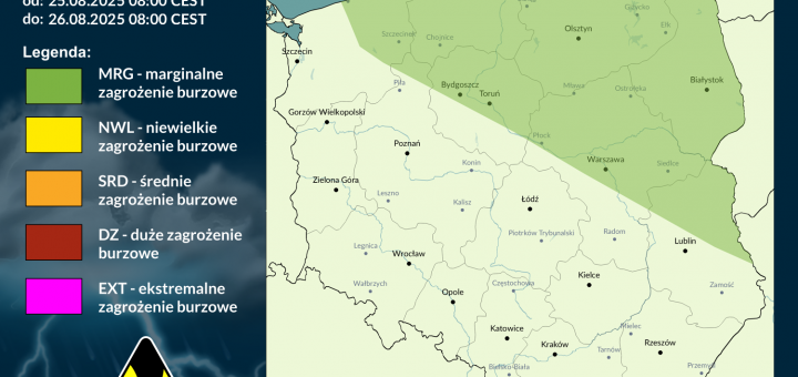Prognoza burzowa na 25.08.2025 i noc z 25/26.08.2025