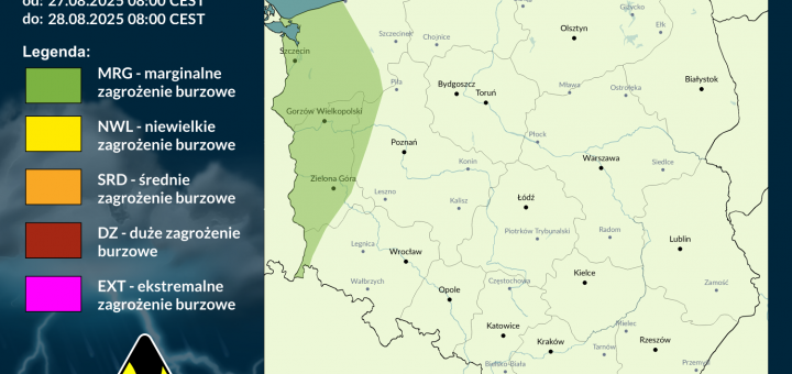 Prognoza burzowa na 27.08.2025 i noc z 27/28.08.2025