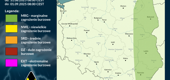 Prognoza burzowa na 31.08.2025 i noc z 31.08/1.09.2025