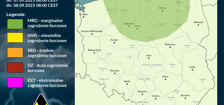 Prognoza burzowa na 7.09.2025 i noc z 7/8.09.2025