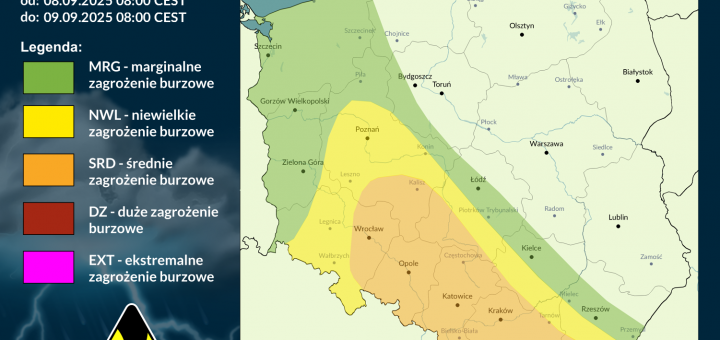 Prognoza burzowa na 8.09.2025 i noc z 8/9.09.2025 [AKTUALIZACJA]