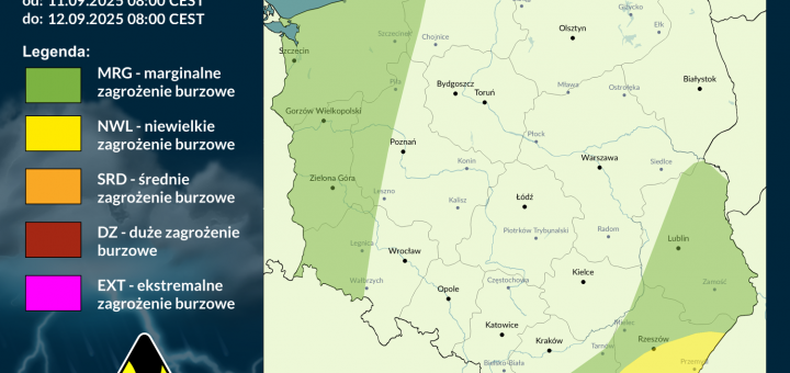 Prognoza burzowa na 11.09.2025 i noc z 11/12.09.2025