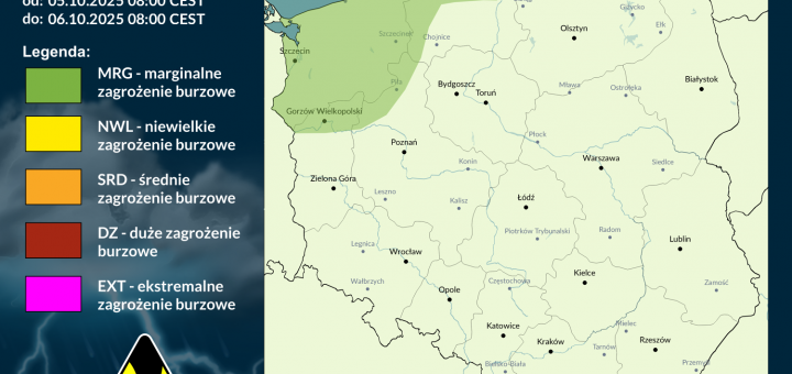 Prognoza burzowa na 5.10.2025 i noc z 5/6.10.2025