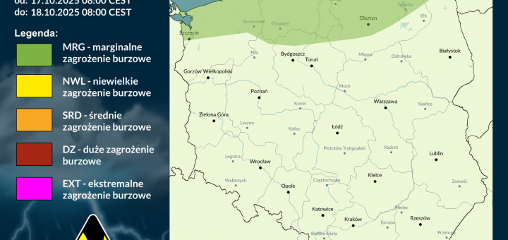 Prognoza burzowa na 17.10.2025 i noc z 17/18.10.2025