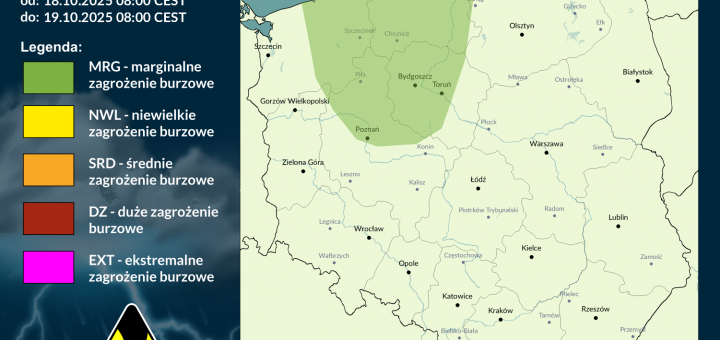 Prognoza burzowa na 18.10.2025 i noc z 18/19.10.2025