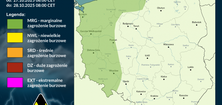 Prognoza burzowa na 27.10.2025 i noc z 27/28.10.2025