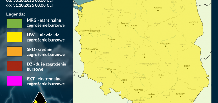 Prognoza burzowa i ostrzeżenie przed silnym wiatrem na 30.10.2025 i noc z 30/31.10.2025