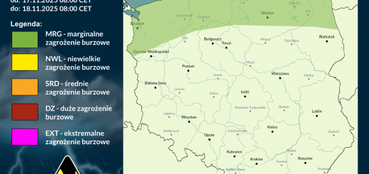 Prognoza burzowa na 17.11.2025 i noc z 17/18.11.2025